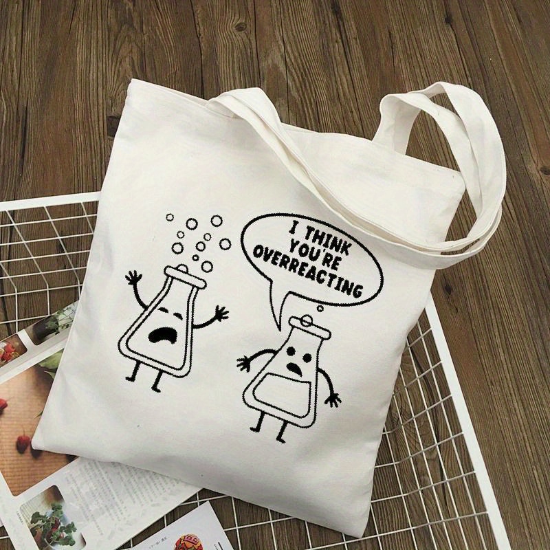 White Canvas Tote Bag Cartoon  - Medical Lab Design ulasan dan harga